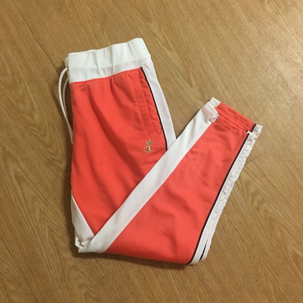 champion orange cropped track pants size medium
